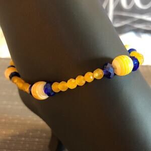 Yellow Diamond Cut & Striped Ankle Bracelet